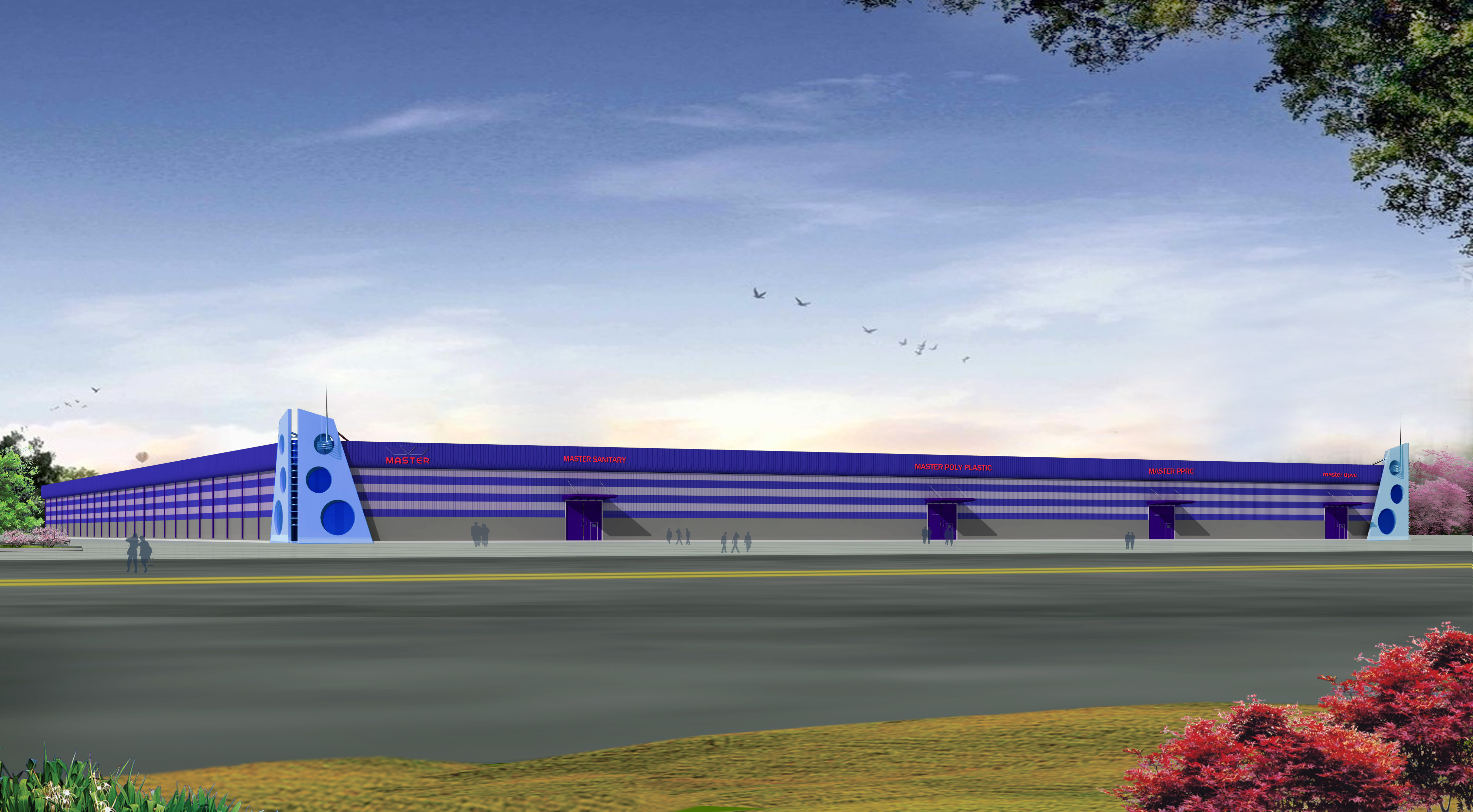 edificio de planta de estructura de acero